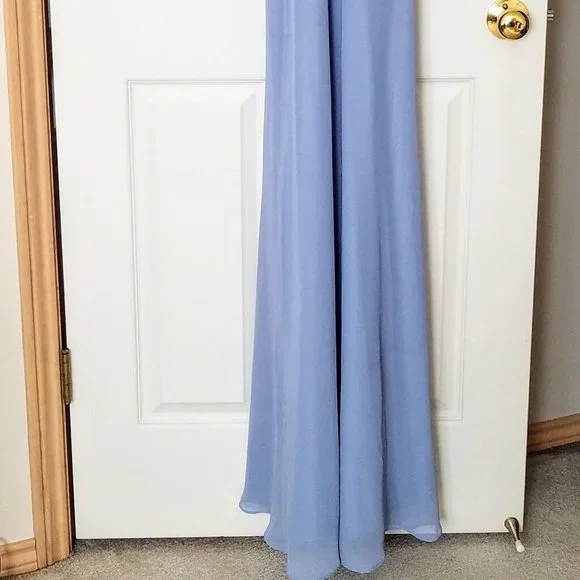 Birdy Grey Jules Full Length Chiffon Bridesmaid Dress in Dusty Blue - Picture 9 of 9